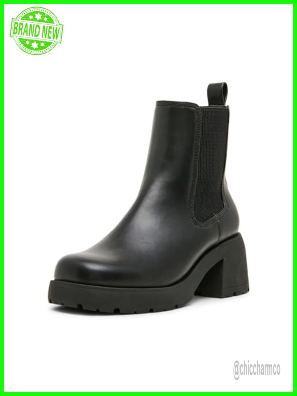 Platform Ankle Bootie Faux Leather Block Heel Round Toe 2 Inch Heel